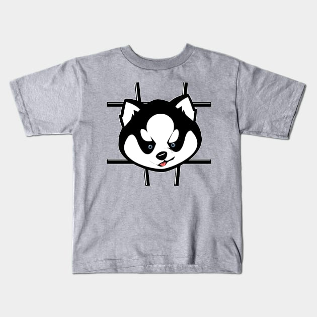 Husky Black stuck Kids T-Shirt by Spikeani